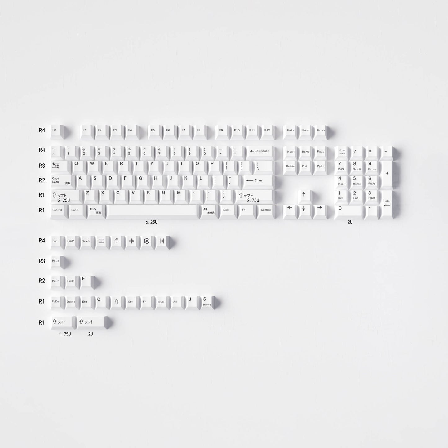 White Keycaps (Black-on-White BOW)