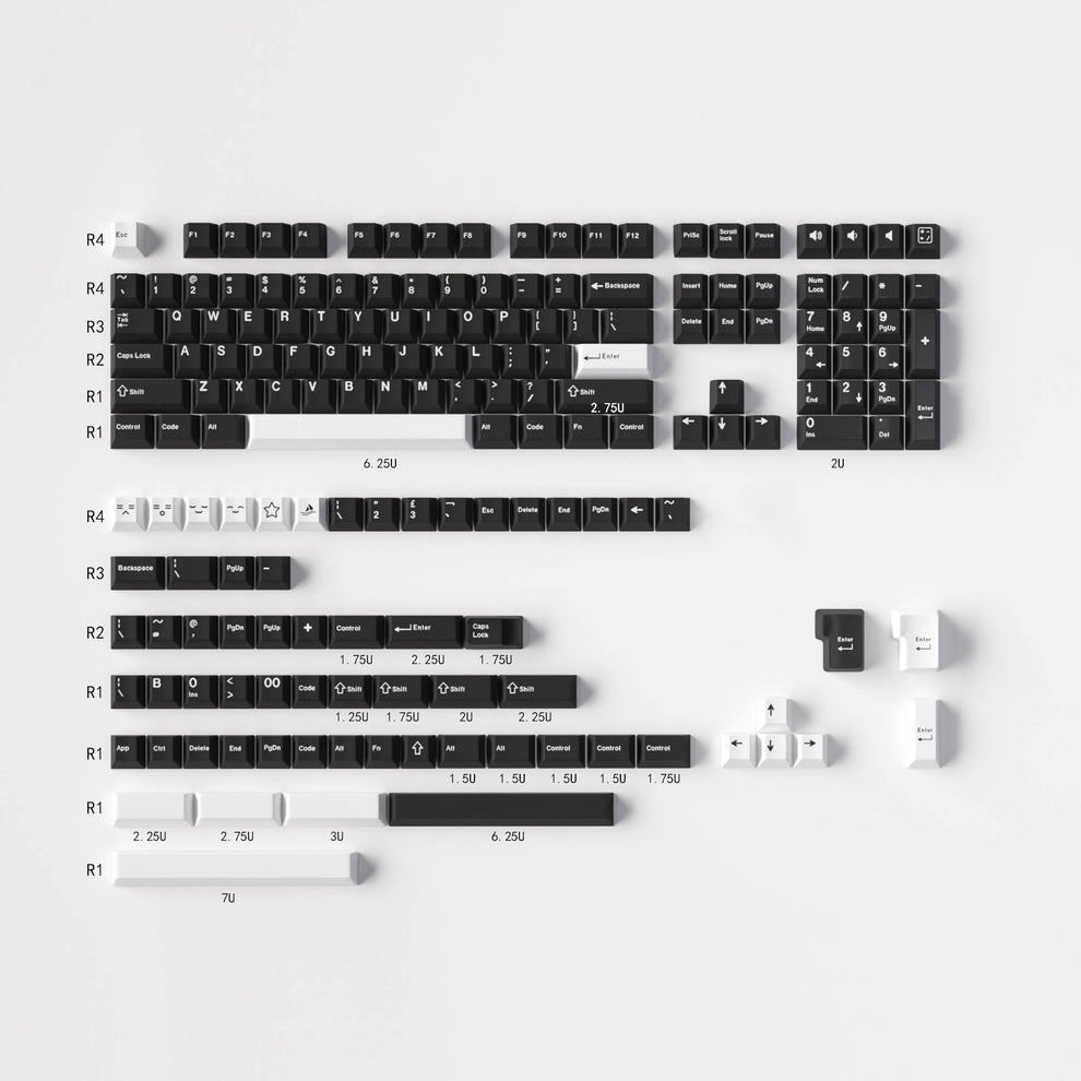 Black Keycaps (White-on-Black WOB) – CamKeys
